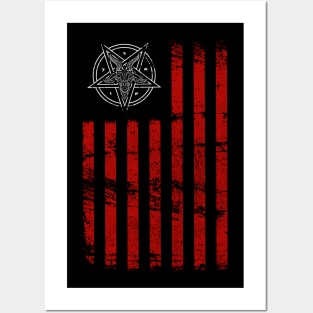 Hail Satan American Occult Flag  print Posters and Art